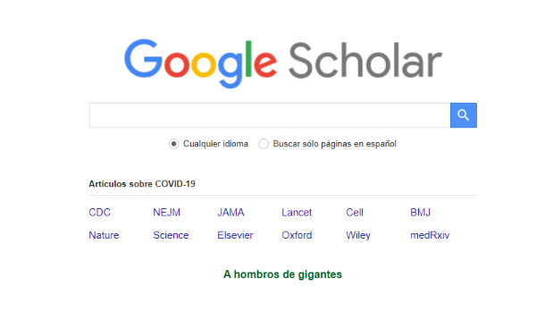Google Scholar para buscar documentos de estudio