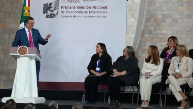 El secretario de Economía, Marcelo Ebrard, durante la Reunión Nacional de Promoción de Inversiones. Ciudad de México